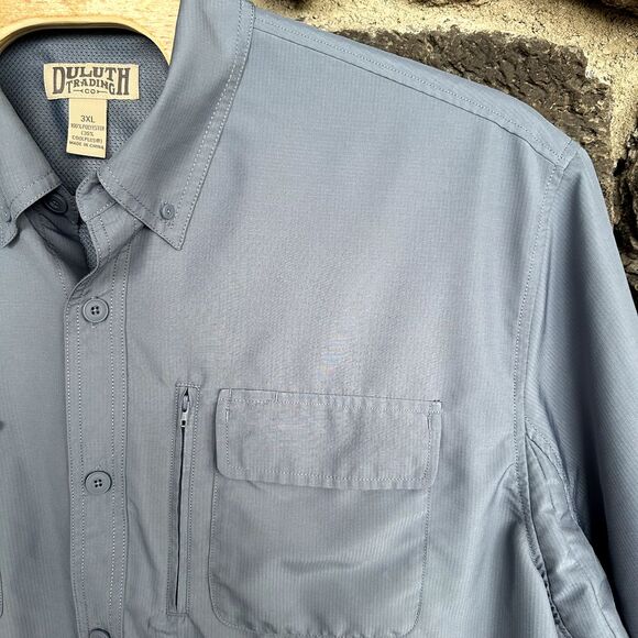 Duluth Trading Co Mens Blue S/S Button Down 3XL Shirt - Picture 3 of 8
